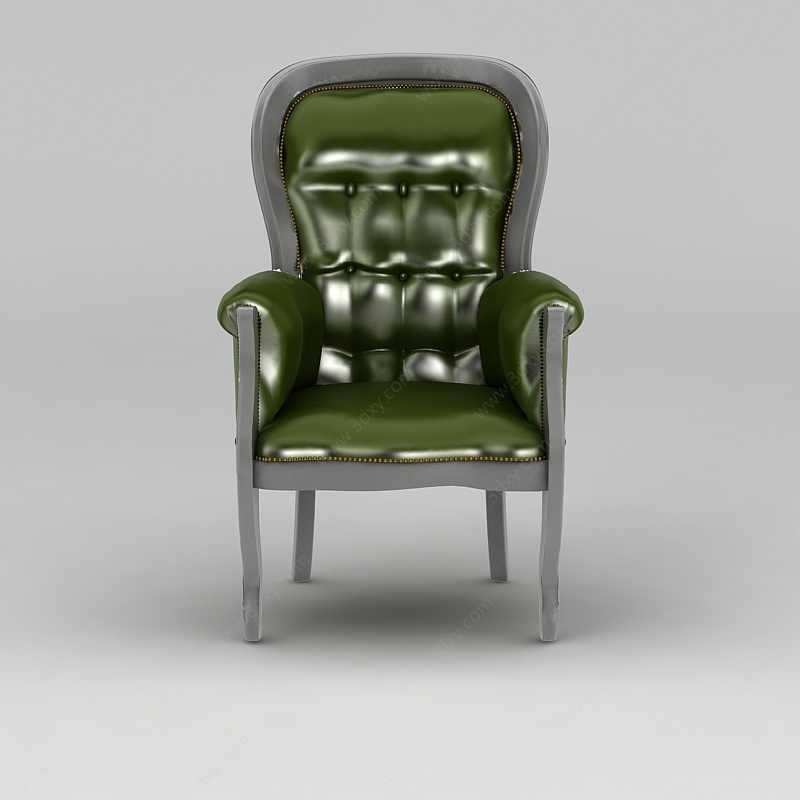 欧式绿色皮沙发椅3D模型
