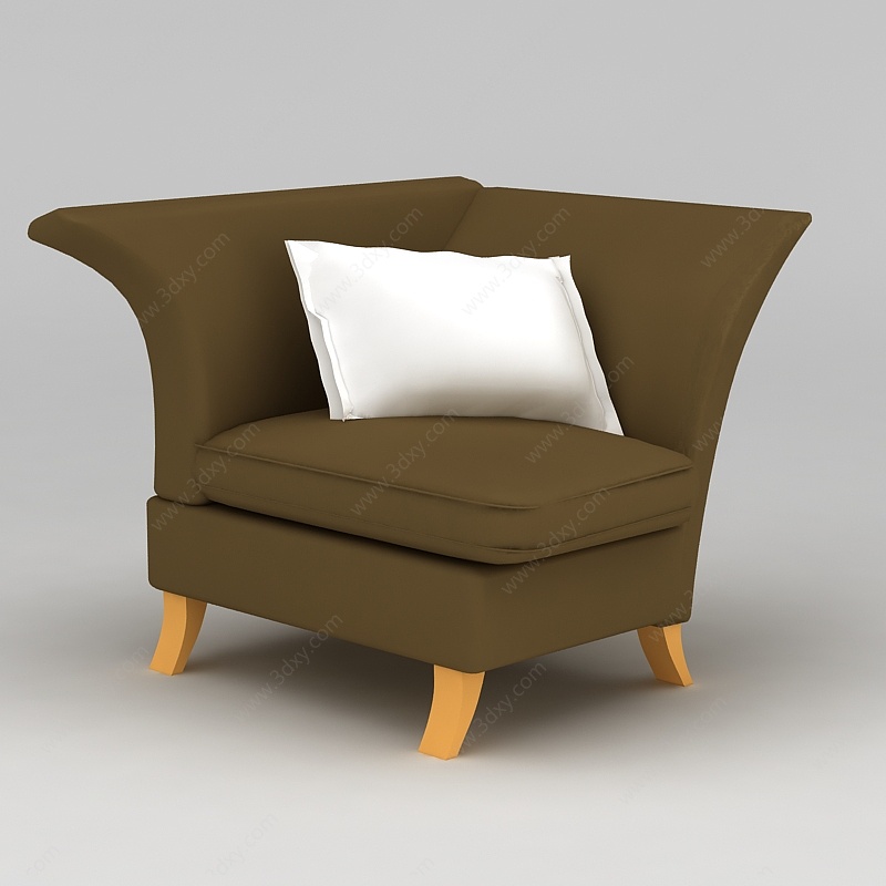 欧式转角布艺沙发3D模型