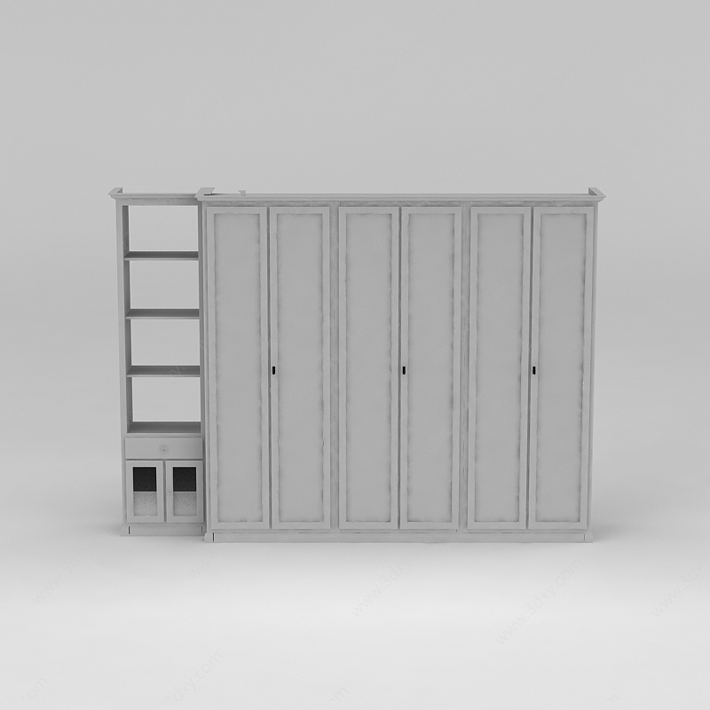 现代灰色衣柜衣橱3D模型