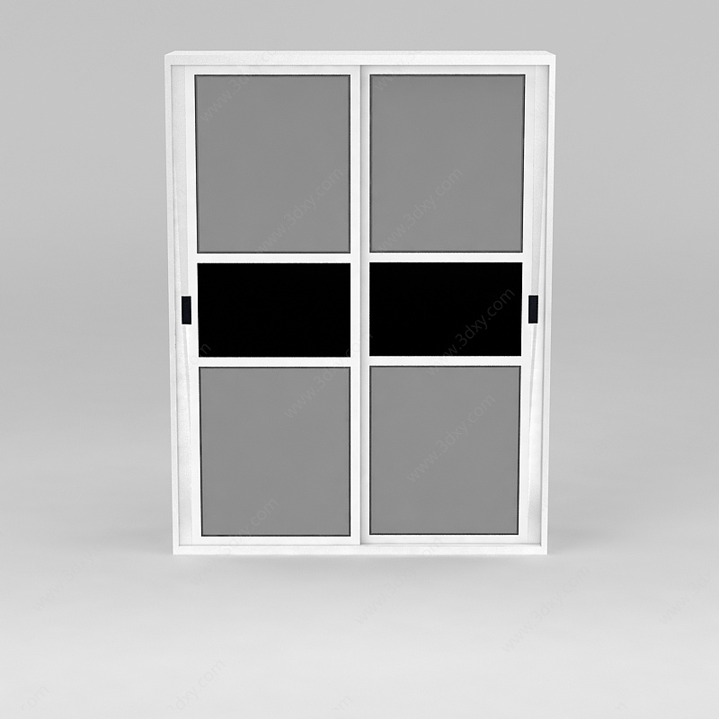 现代黑白拼色衣柜衣橱3D模型