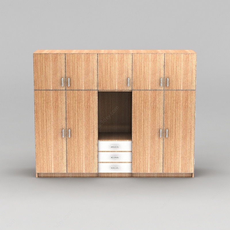 现代实木衣柜衣橱3D模型