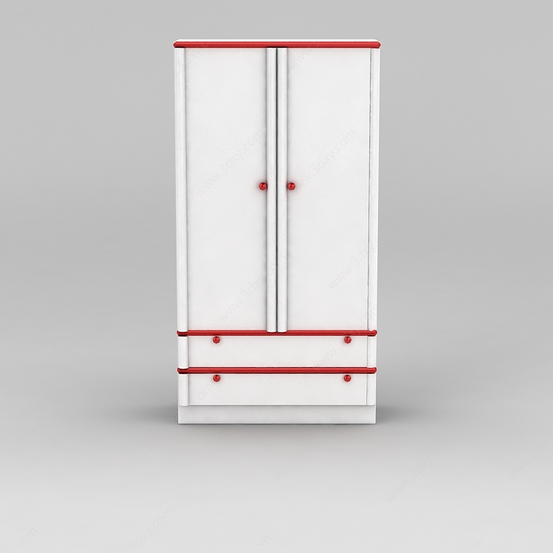 现代白色衣柜衣橱3D模型