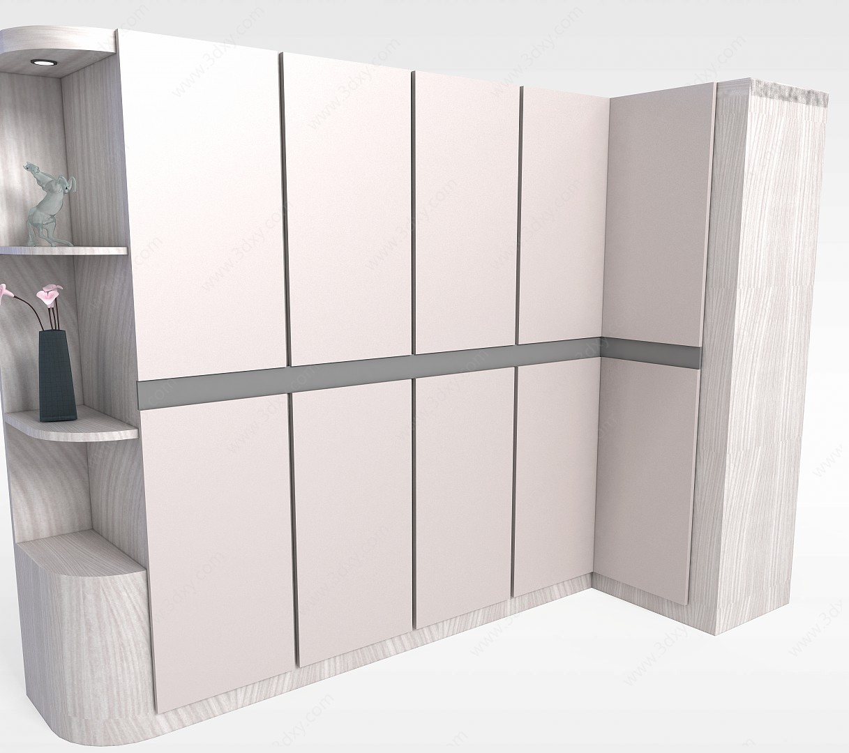 现代转角衣柜衣橱3D模型