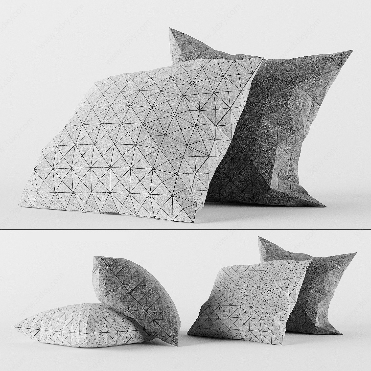 现代布艺抱枕3D模型