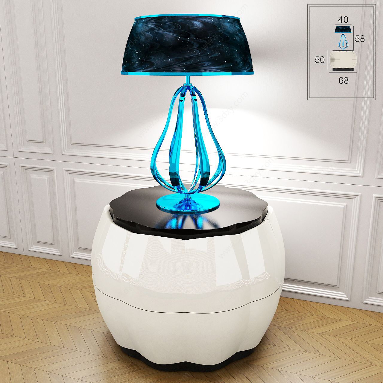 现代时尚蓝色台灯3D模型