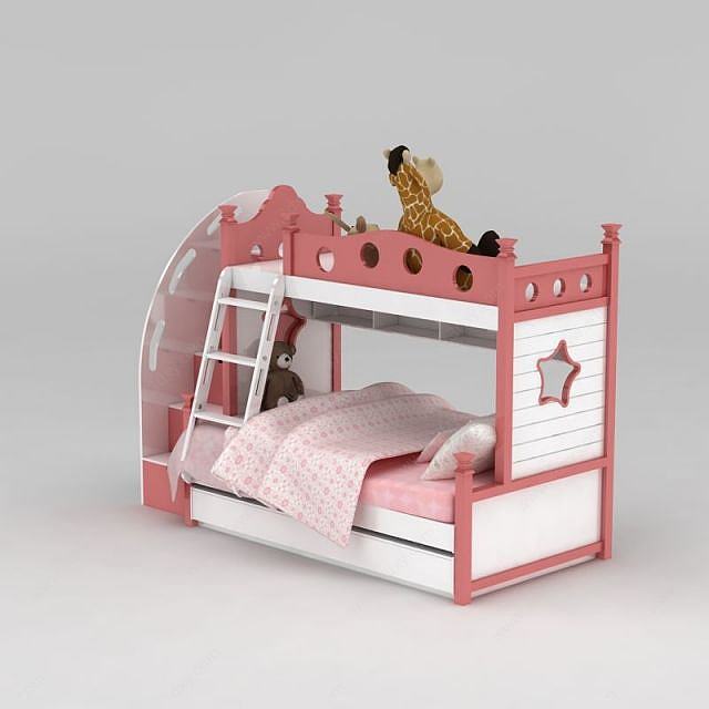 时尚双层儿童床公主床3D模型