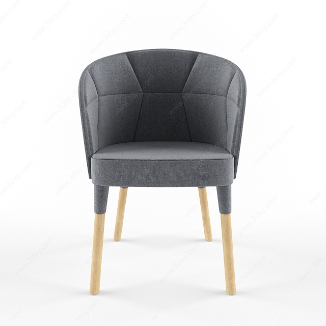 现代灰色布艺椅子3D模型