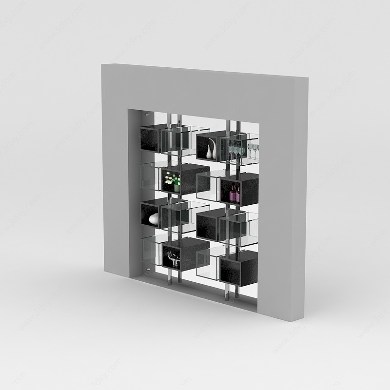 客厅隔断展示柜3D模型
