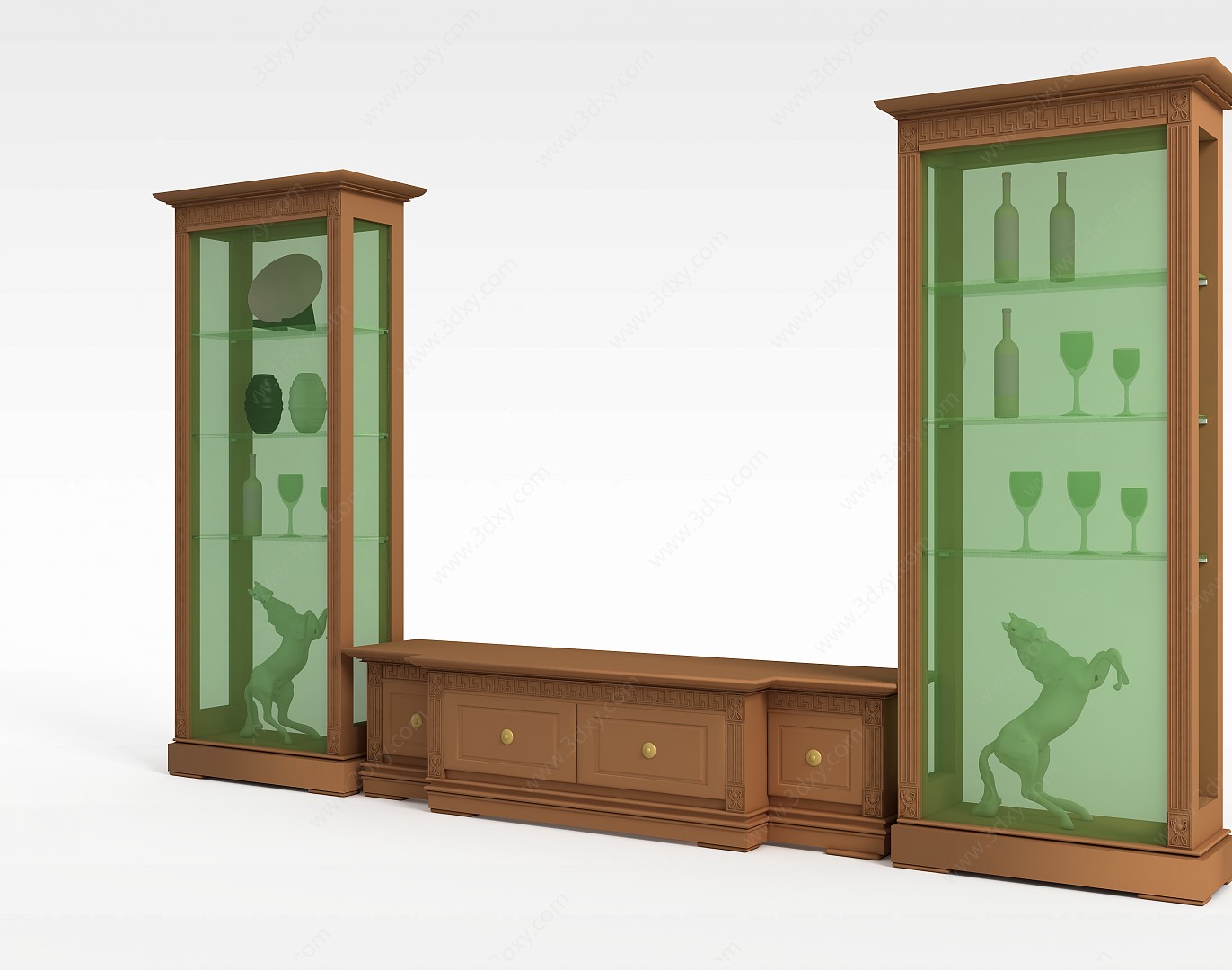 大型实木酒柜3D模型
