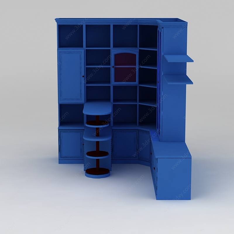 大型蓝色储物柜酒柜3D模型