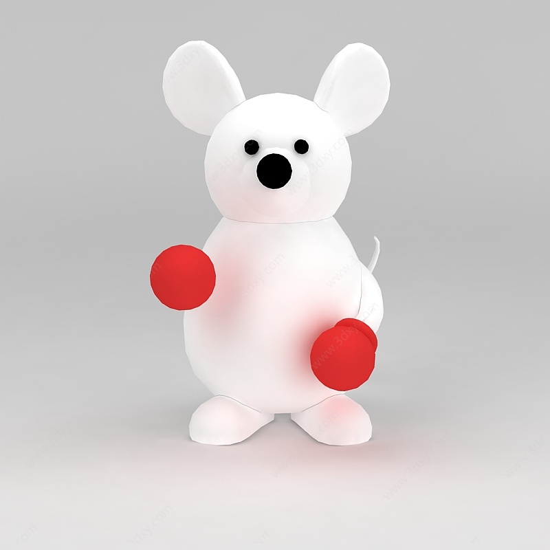 儿童玩具玩偶白色小熊3D模型