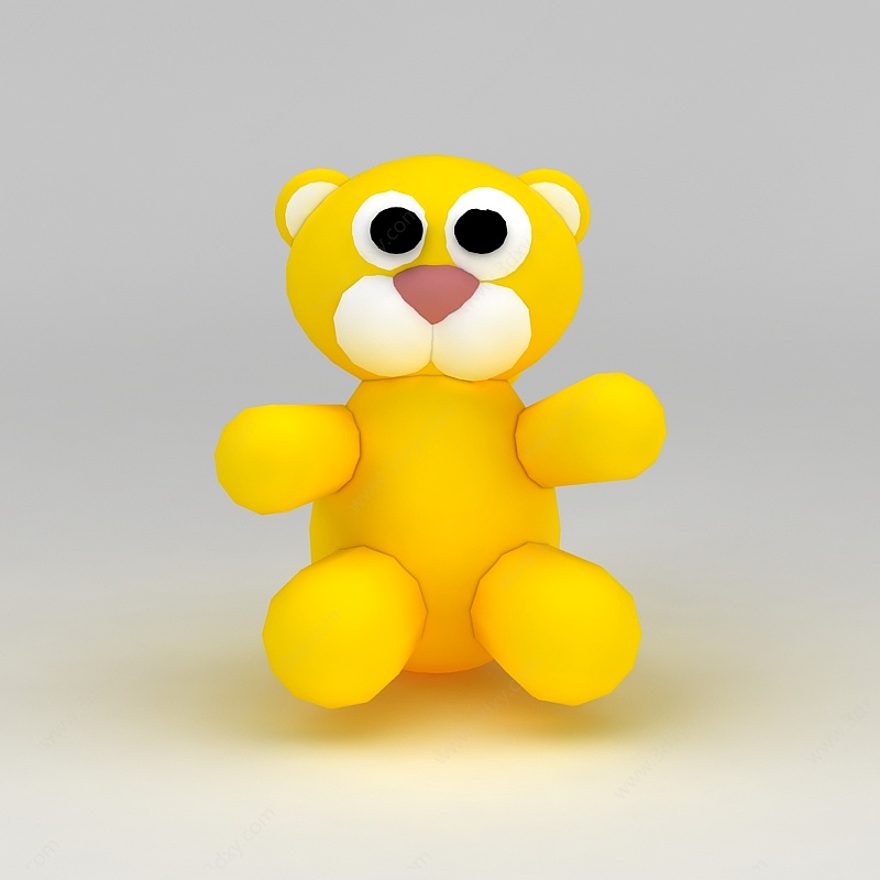 儿童玩具玩偶黄色小熊3D模型