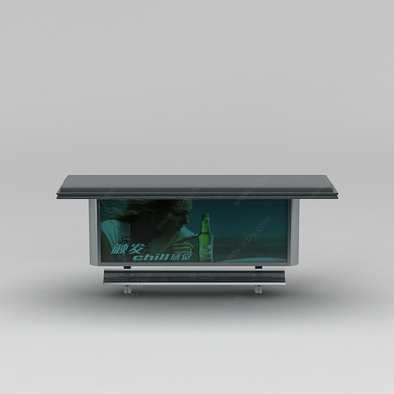 商业小品公交站雨棚广告牌3D模型