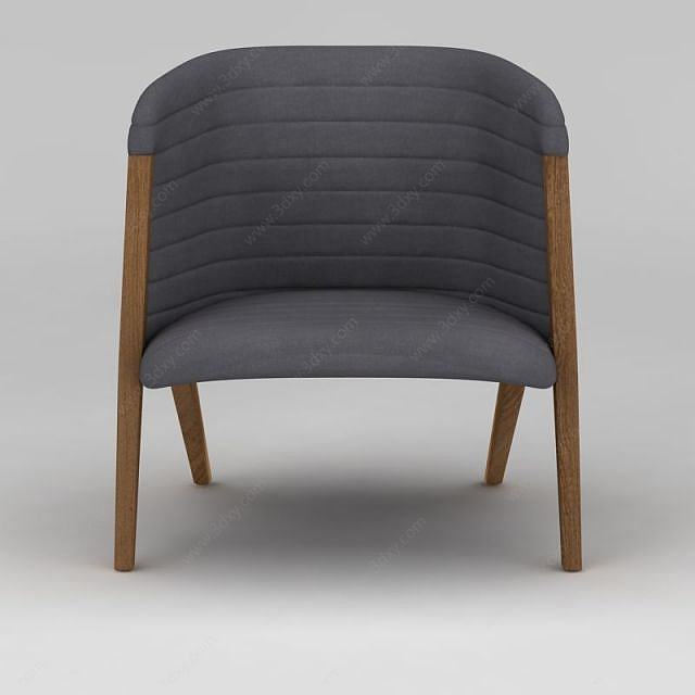 现代灰色实木椅子3D模型