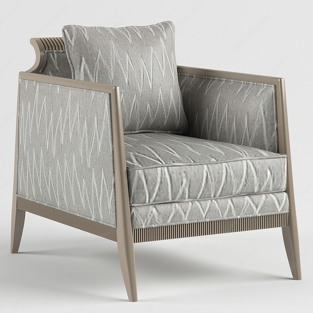 精品灰色布艺沙发椅3D模型
