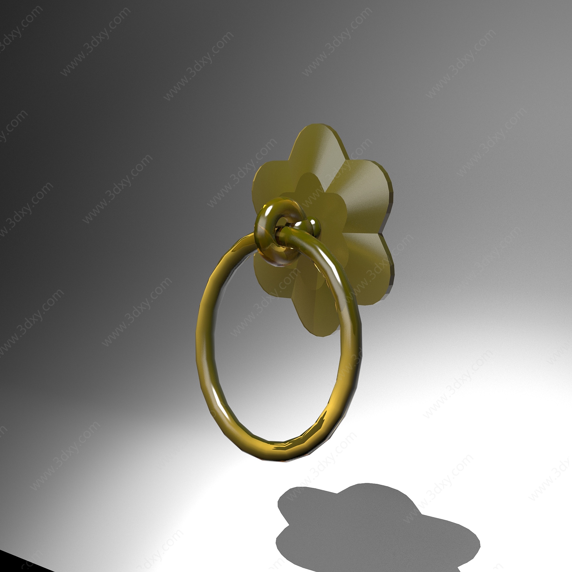 中式铜环门拉手3D模型