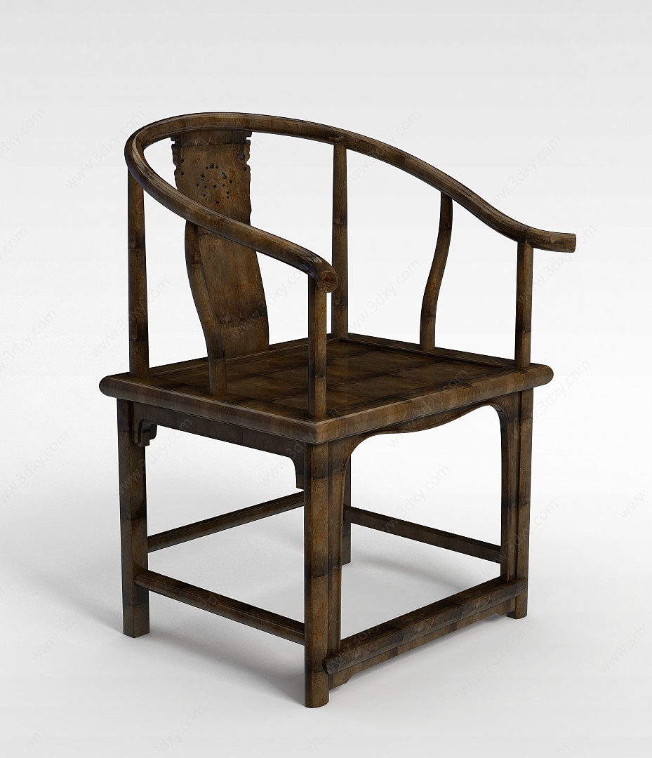 中式家具实木雕花太椅3D模型