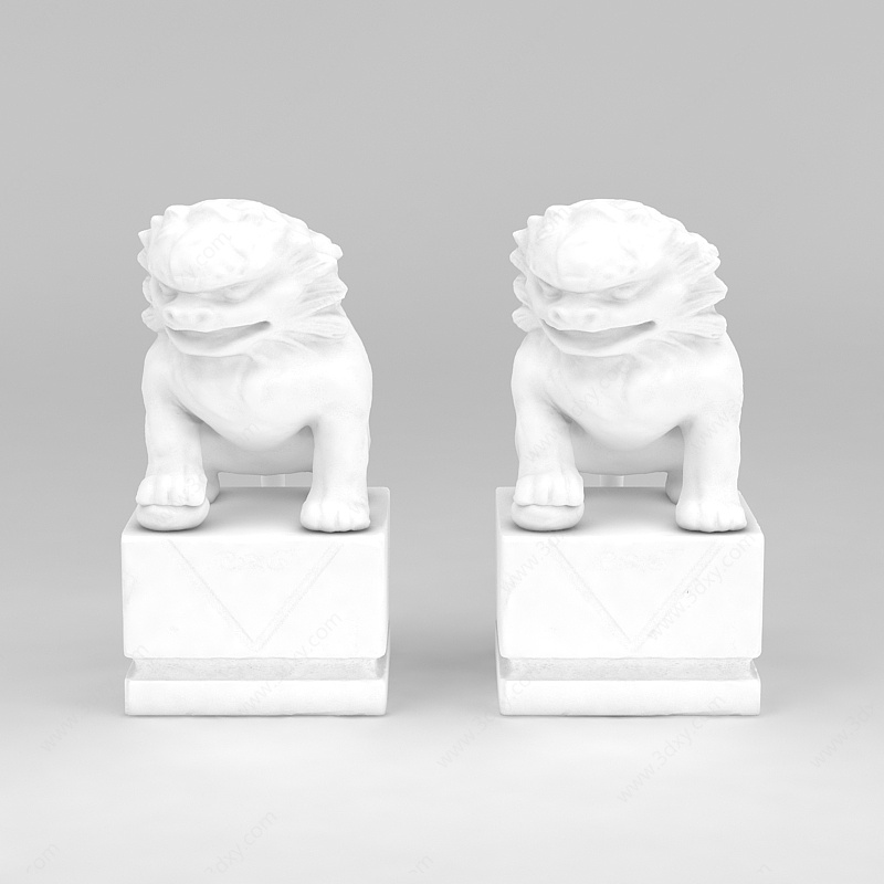 中式石雕饰品狮子雕塑3D模型