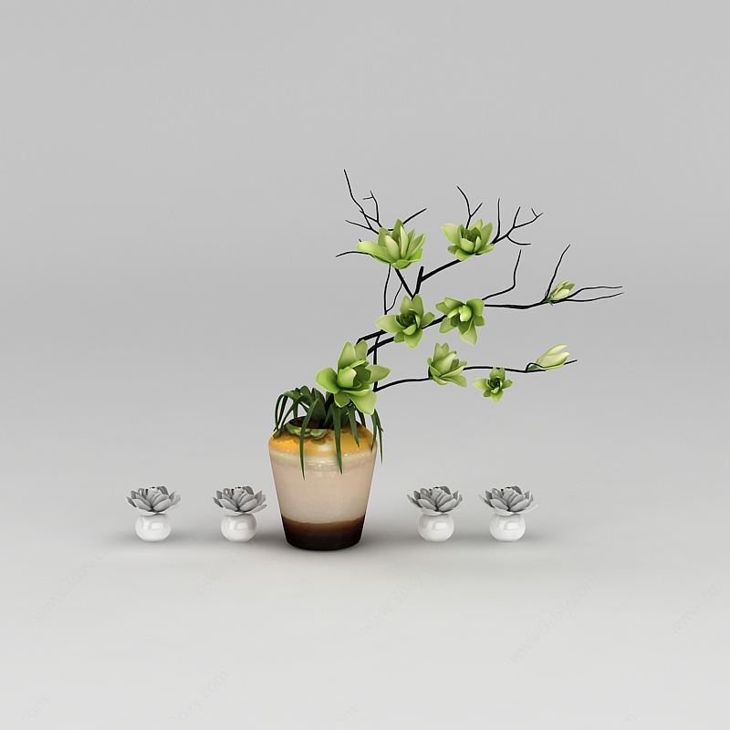 室内绿植花瓶摆件3D模型