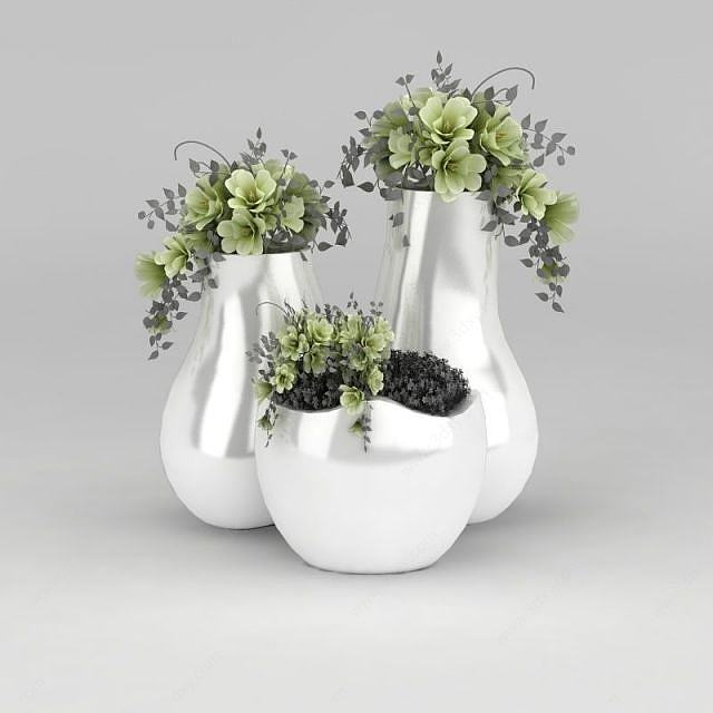 现代玻璃钢花瓶装饰品3D模型