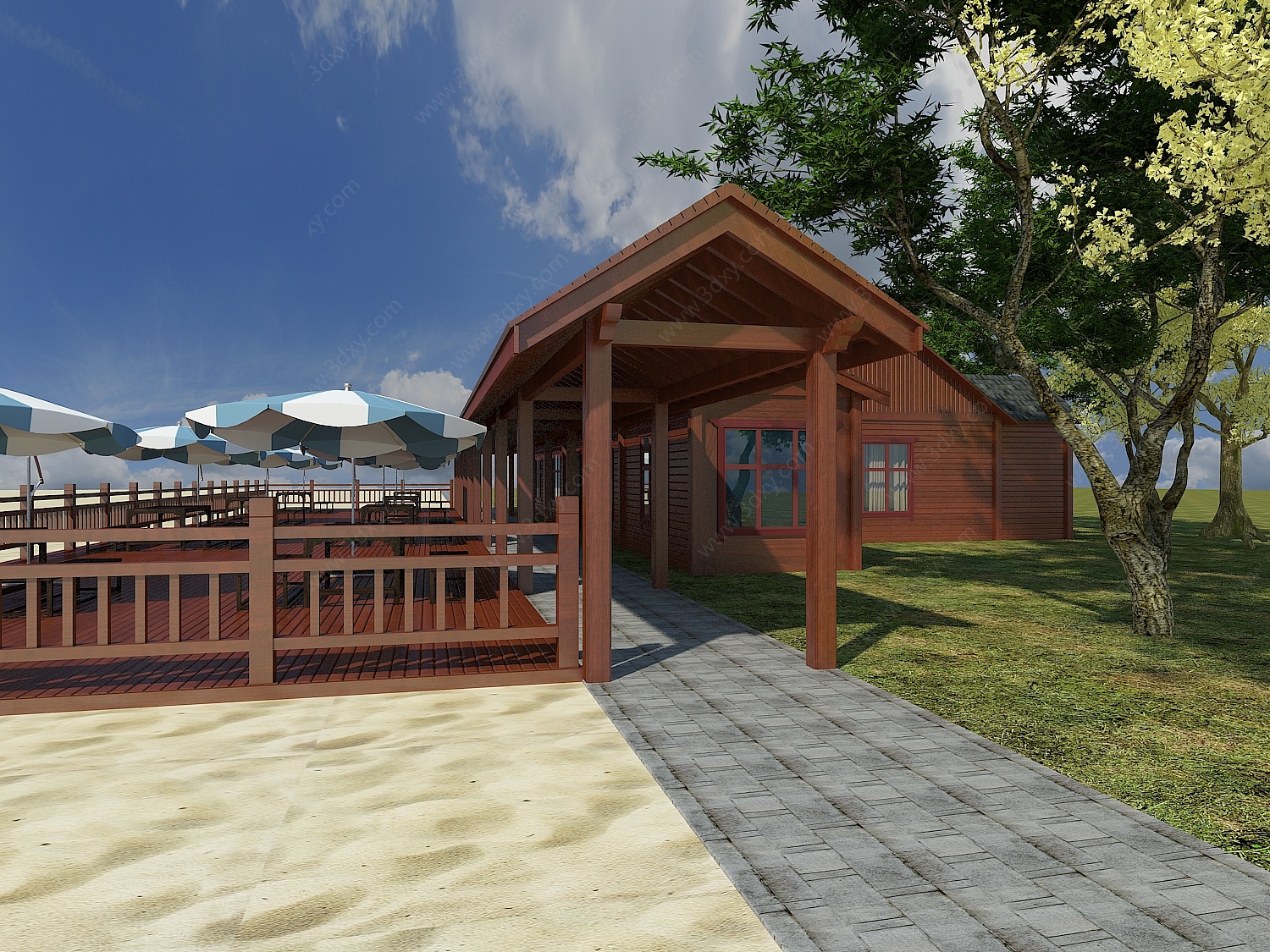 沙滩木屋休息亭3D模型