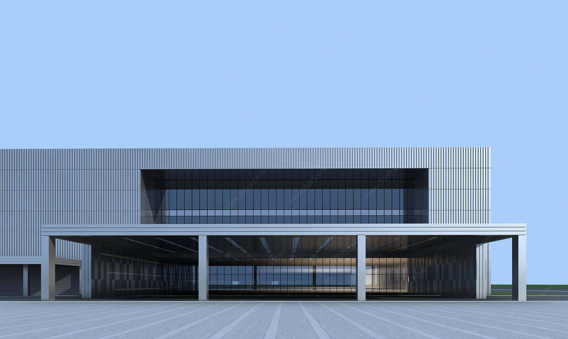 现代厂房工业楼建筑3D模型