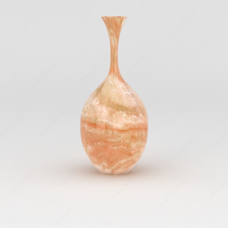 中式米黄玉花瓶摆件3D模型