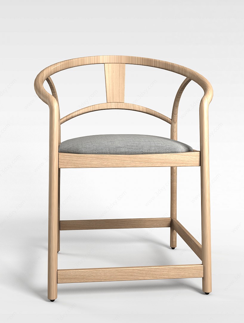 中式简约实木椅子3D模型