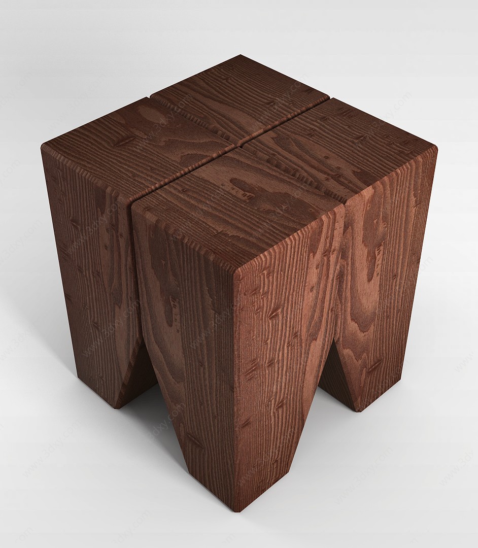 实木凳子3D模型