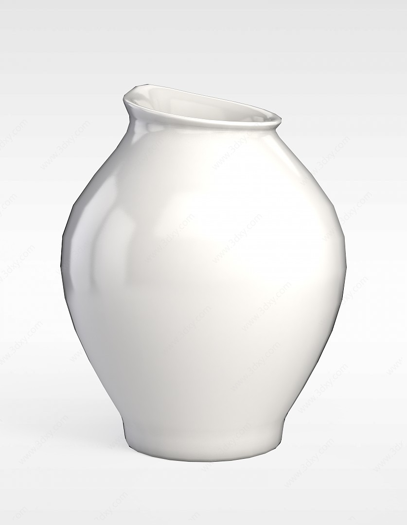 白色陶瓷瓶摆件3D模型
