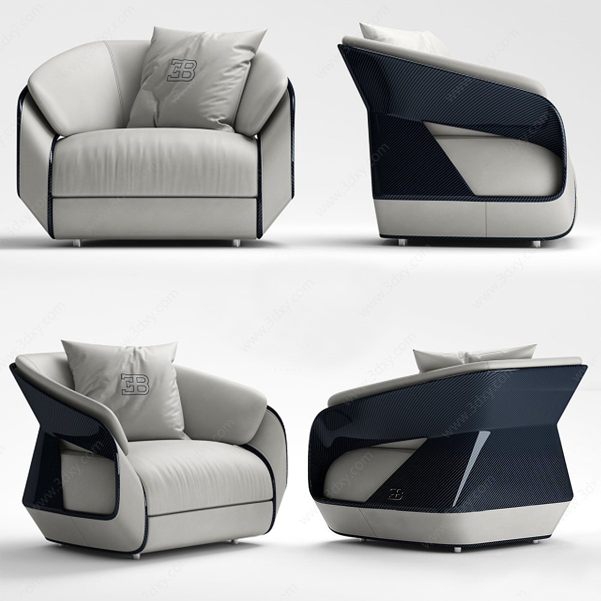 现代布艺休闲单人沙发3D模型