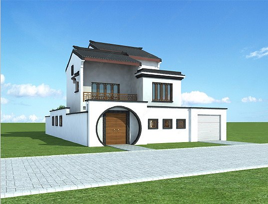 时尚白色二层小别墅3D模型