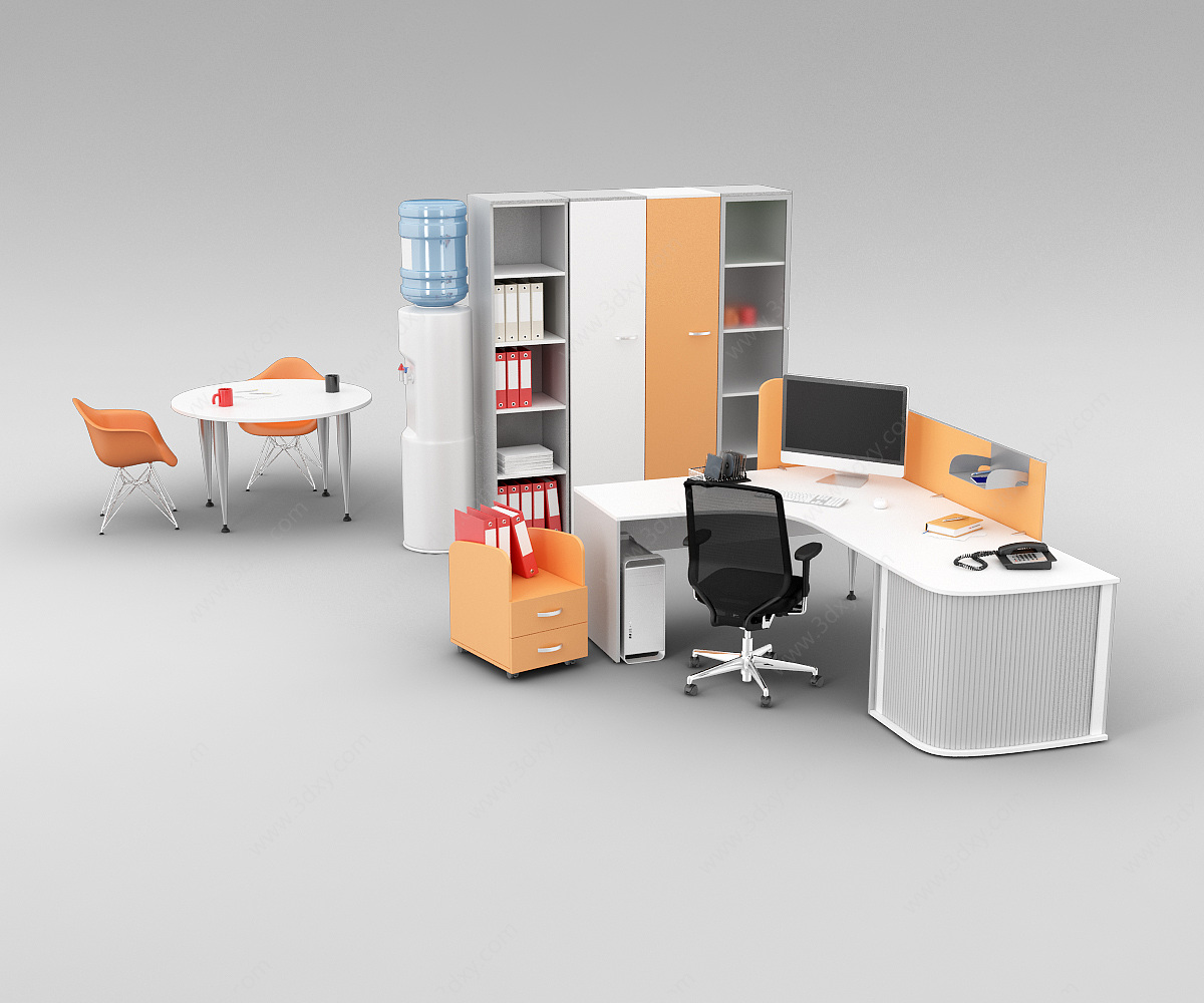 公司办公室桌椅家具3D模型