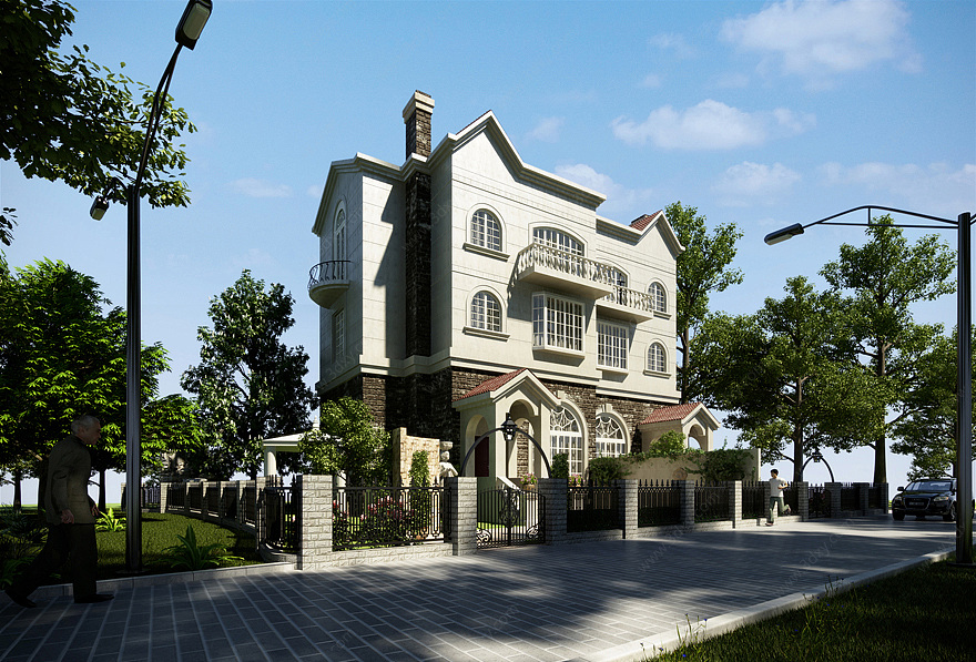 现代时尚三层小别墅3D模型