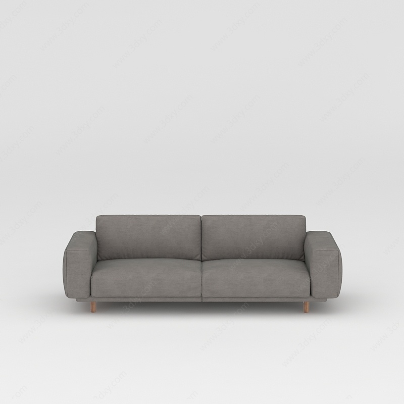 灰色布艺休闲双人沙发3D模型