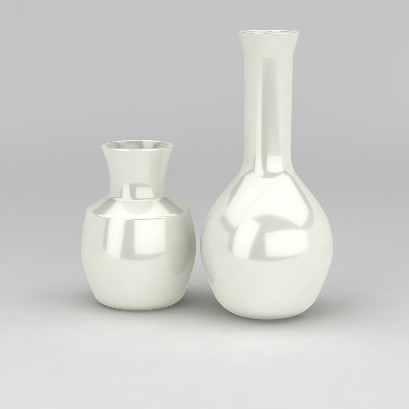 现代白色玻璃钢花瓶摆件3D模型