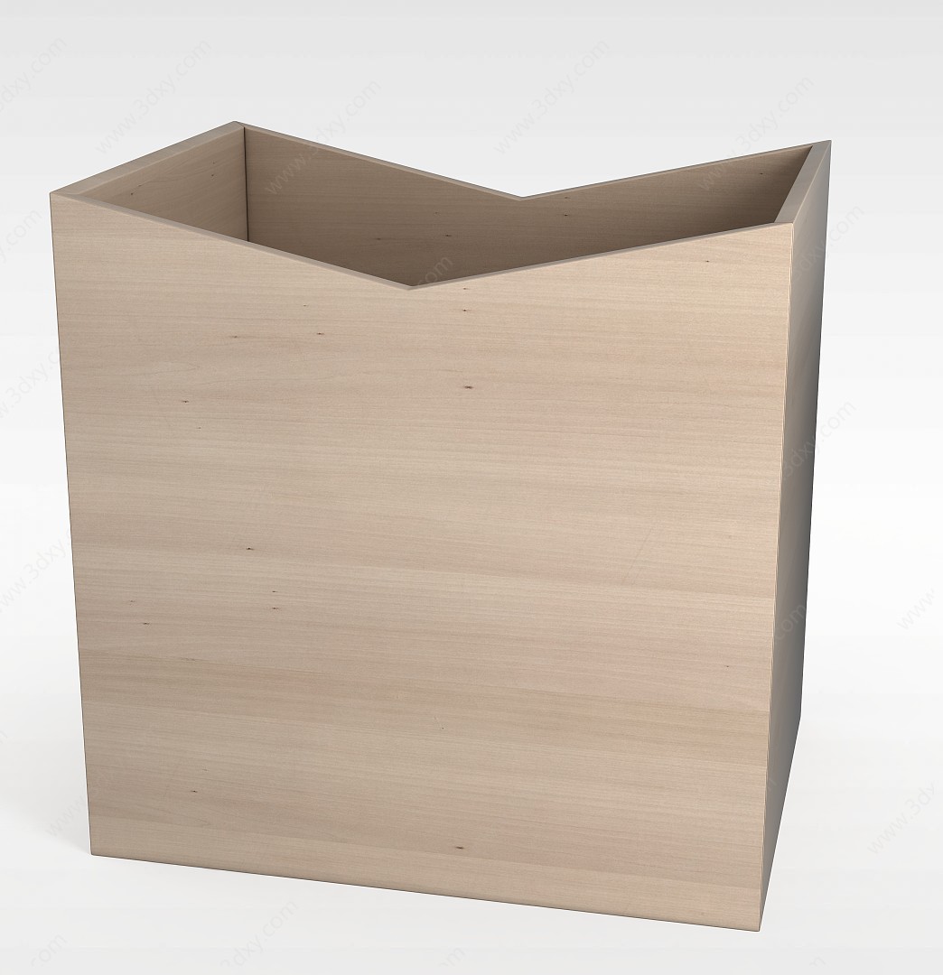 现代开口木盒子3D模型