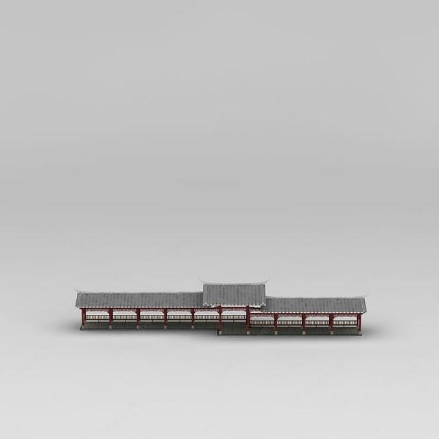 中式庭院回廊3D模型