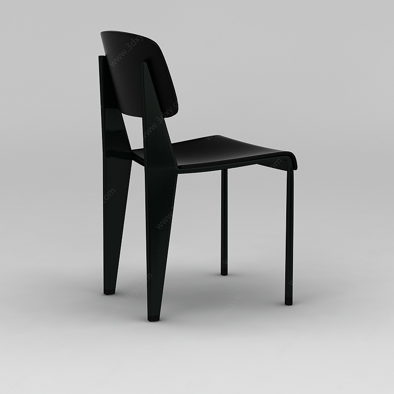 北欧黑色简约餐椅3D模型