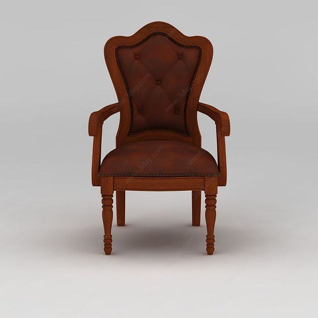 美式实木软包书椅3D模型