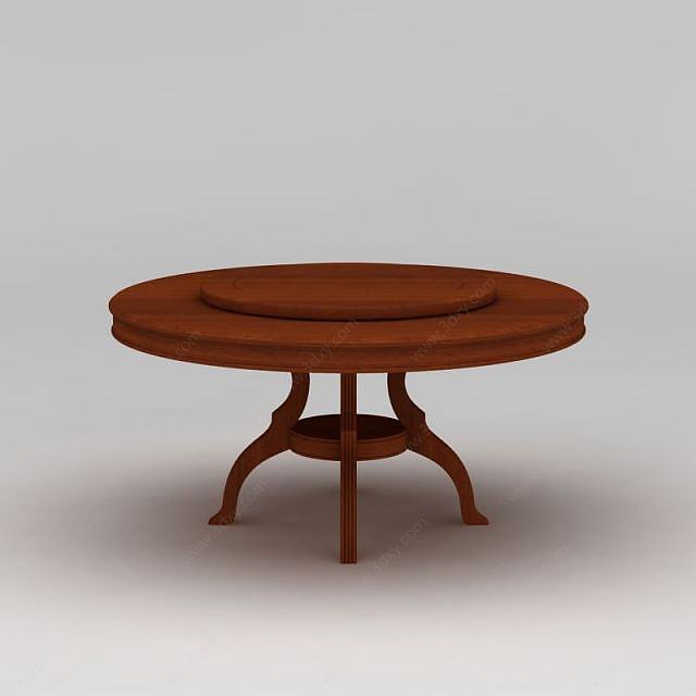 现代实木圆餐桌3D模型