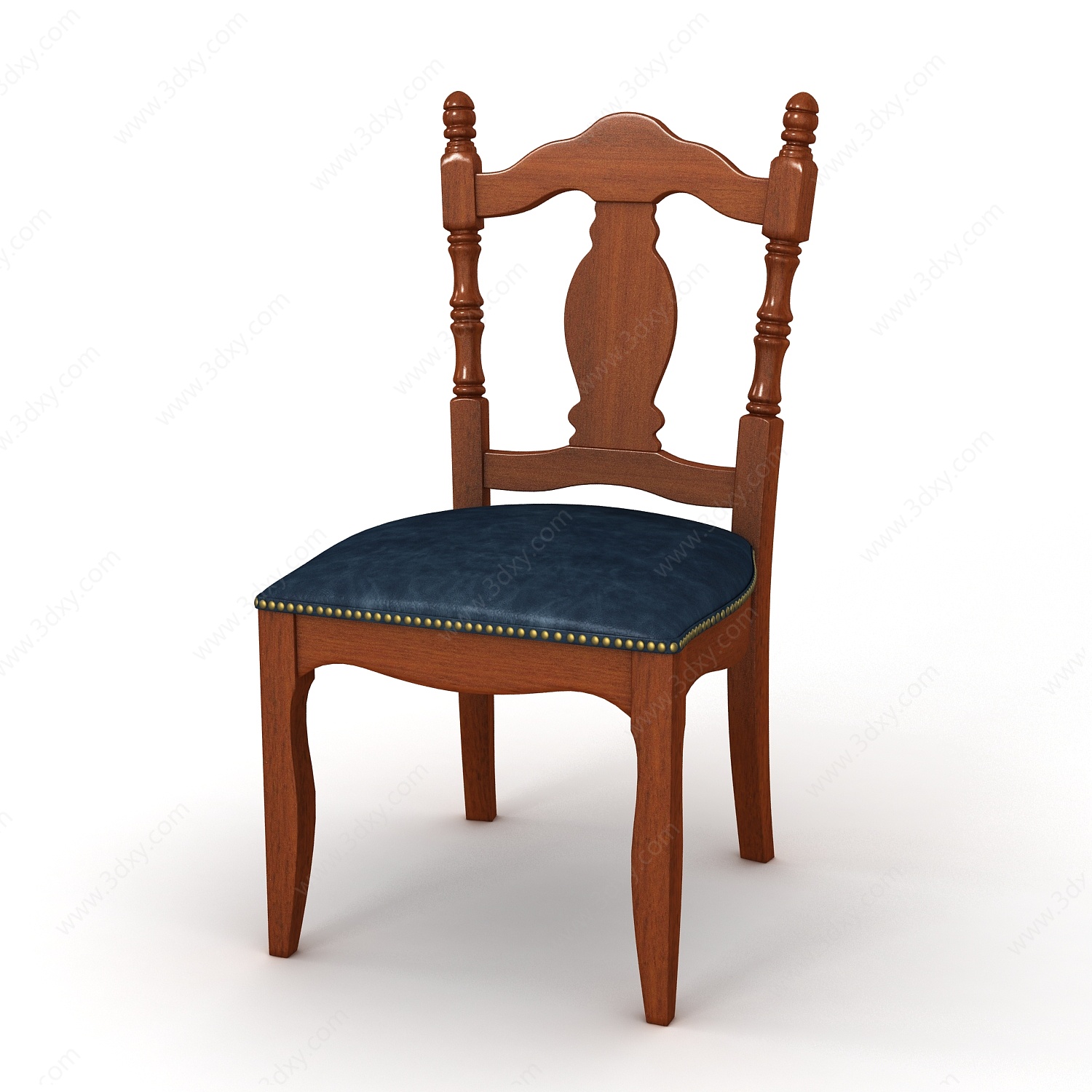 美式实木无扶手餐椅3D模型