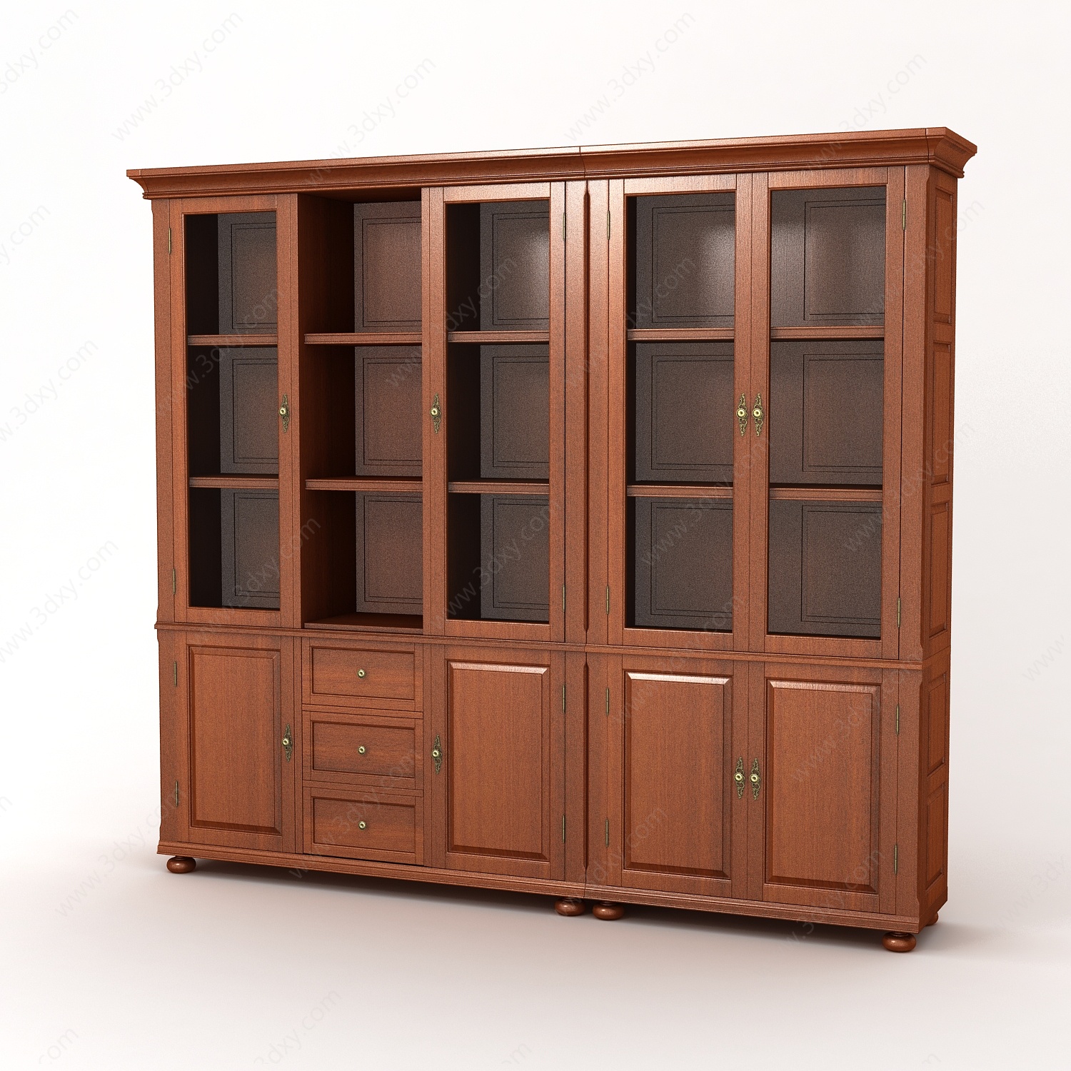 现代书房五门书柜3D模型