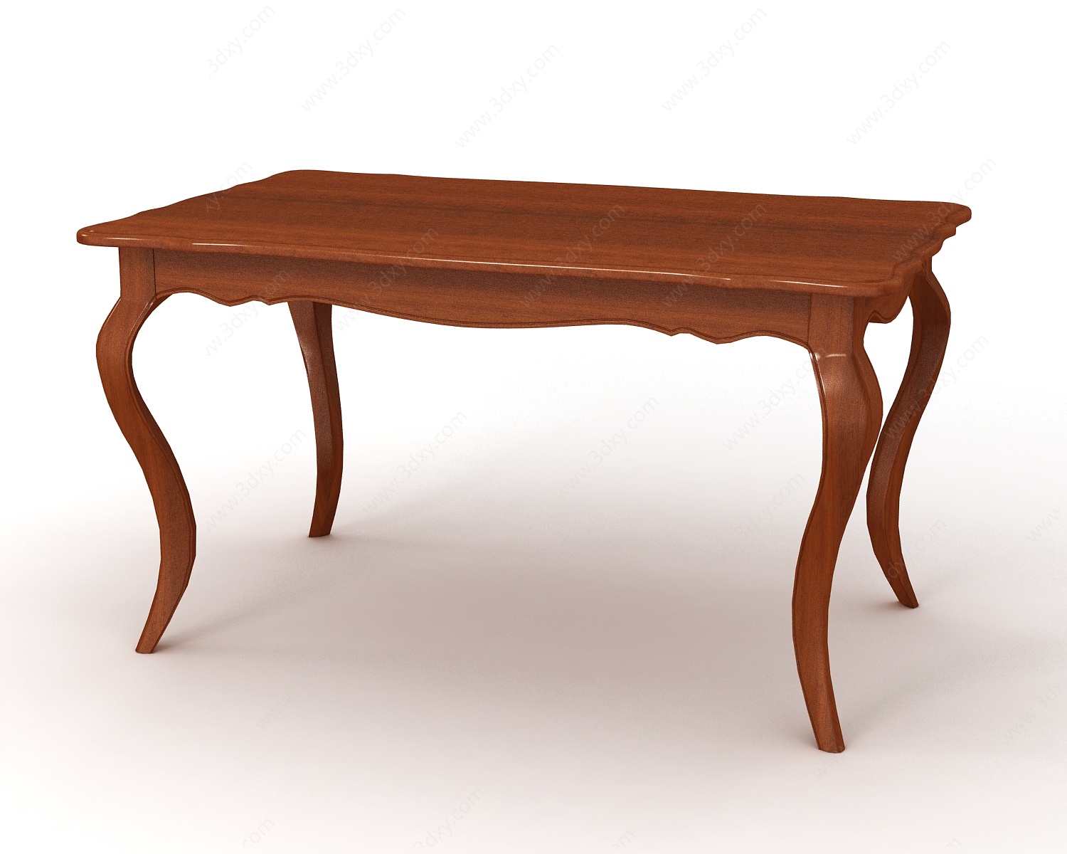 美式田园实木长餐桌3D模型