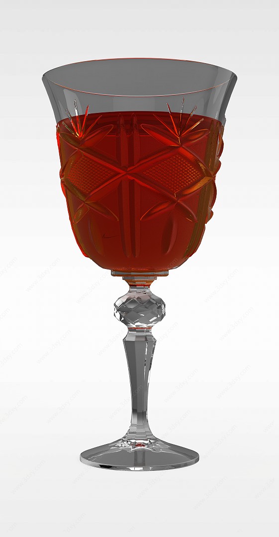 高档水晶红酒杯3D模型