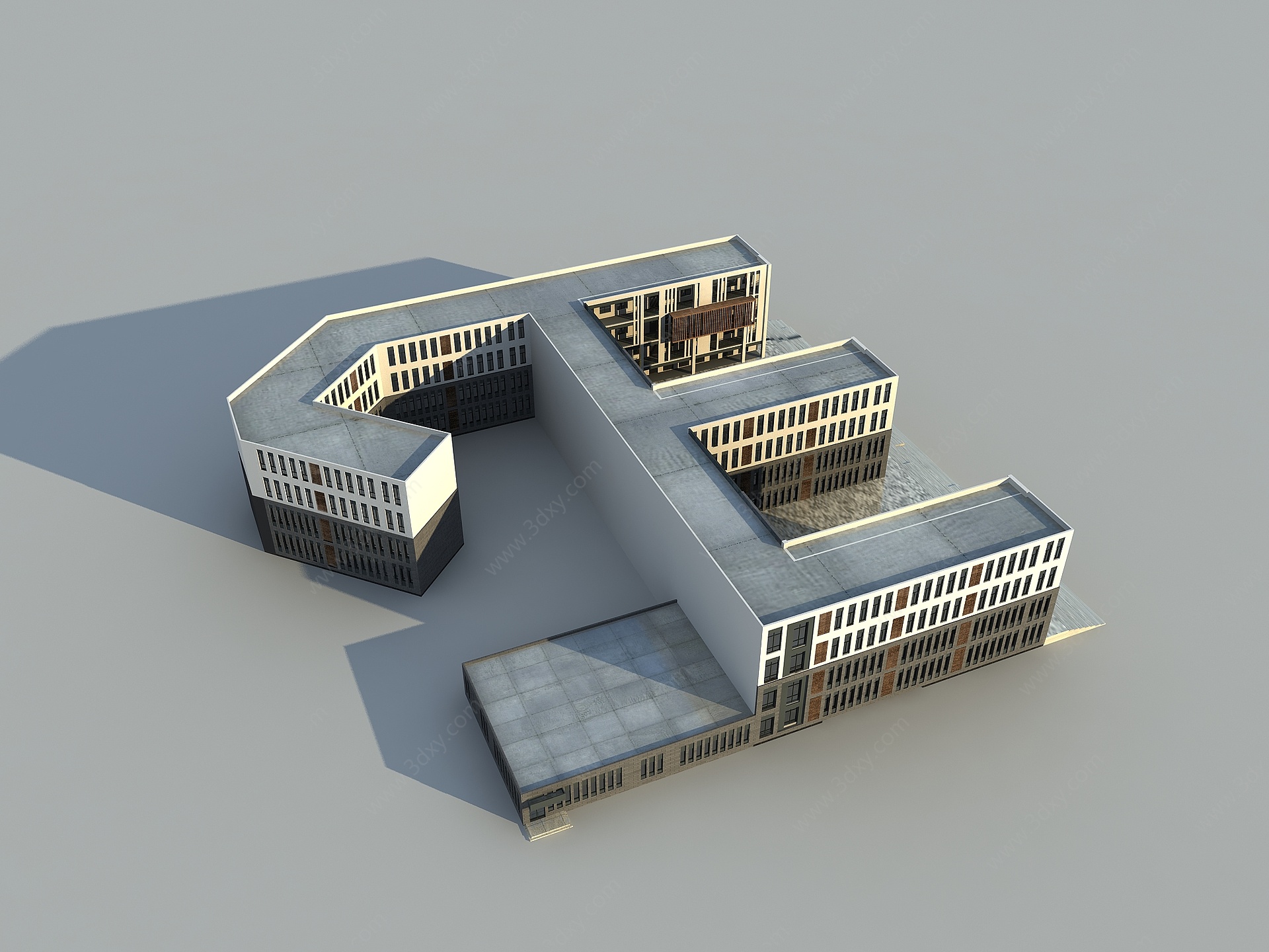 现代学校建筑3D模型
