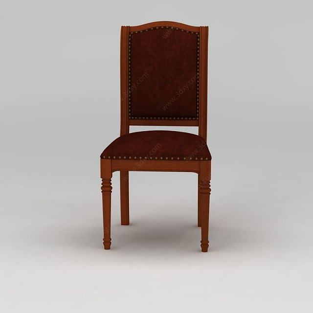 现代实木无扶手餐椅3D模型