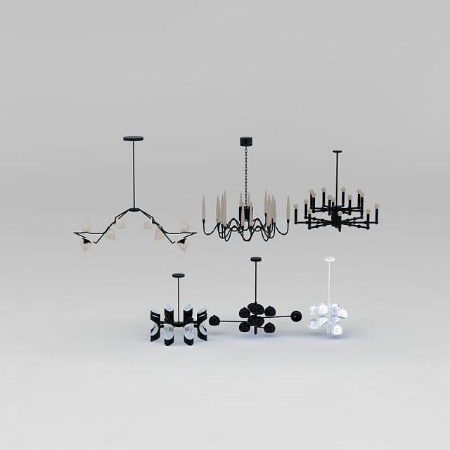 现代个性创意吊灯组合3D模型