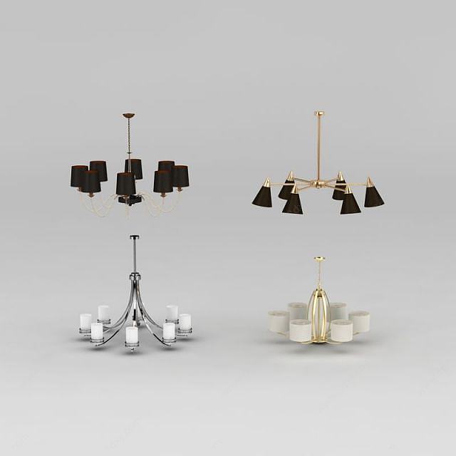 现代简约创意吊灯组合3D模型