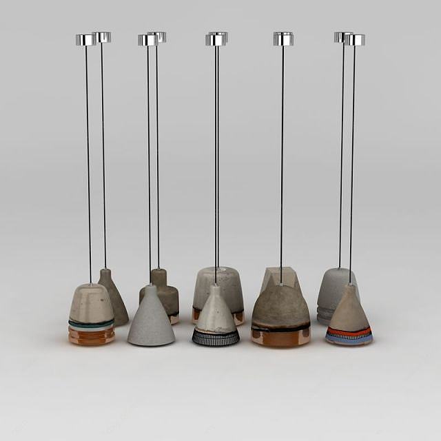 现代工业吊灯组合3D模型